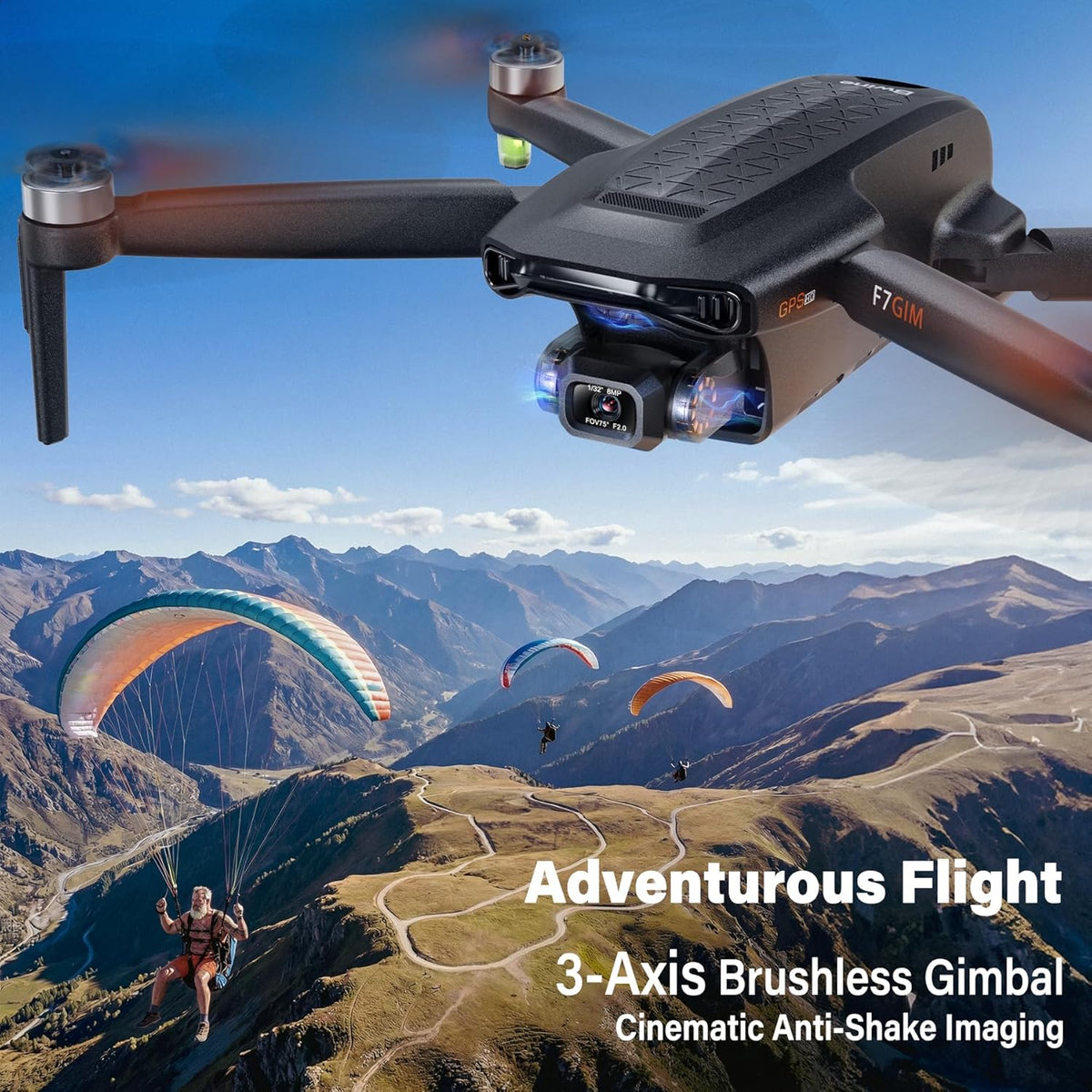 Bwine F7GIM 4K Video 6K Photo Drones with Camera for Adults 3-Axis - Dark Gray & Orange - image 2