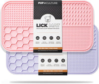 Dog Lick Mat for Dogs, Feeding Pad for Anxious Pets Plus 4 Different Puzzles for Mental Stimulation - 2 Pack / Pink/Lavender