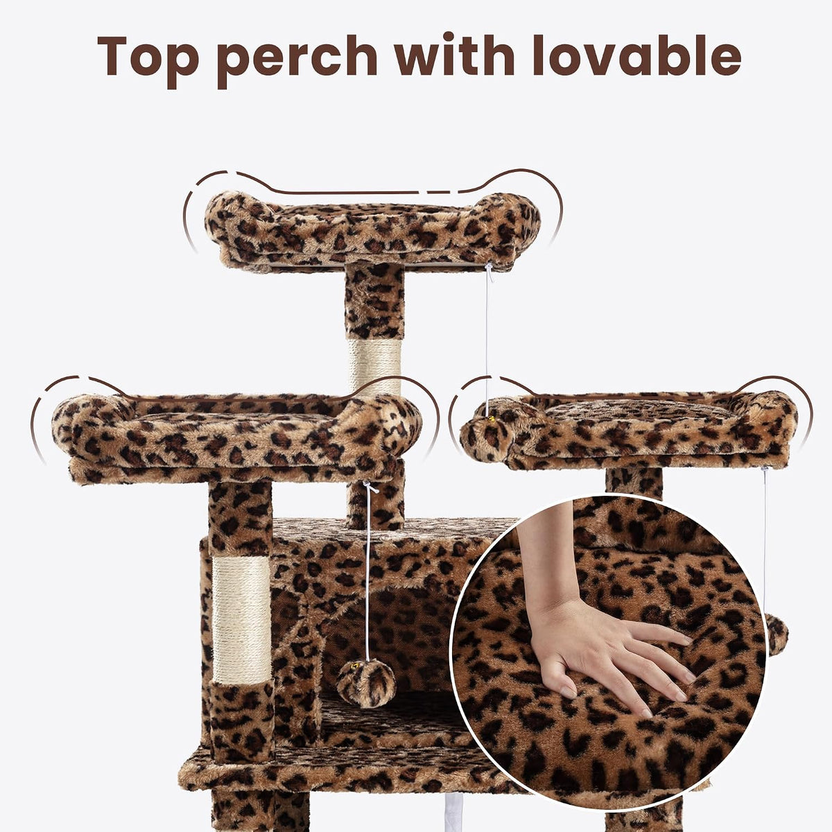 SHA CERLIN 68 Inches Multi-Level Large Cat Tree for Large Kitties/Big - 68in / Leopard Print - image 4