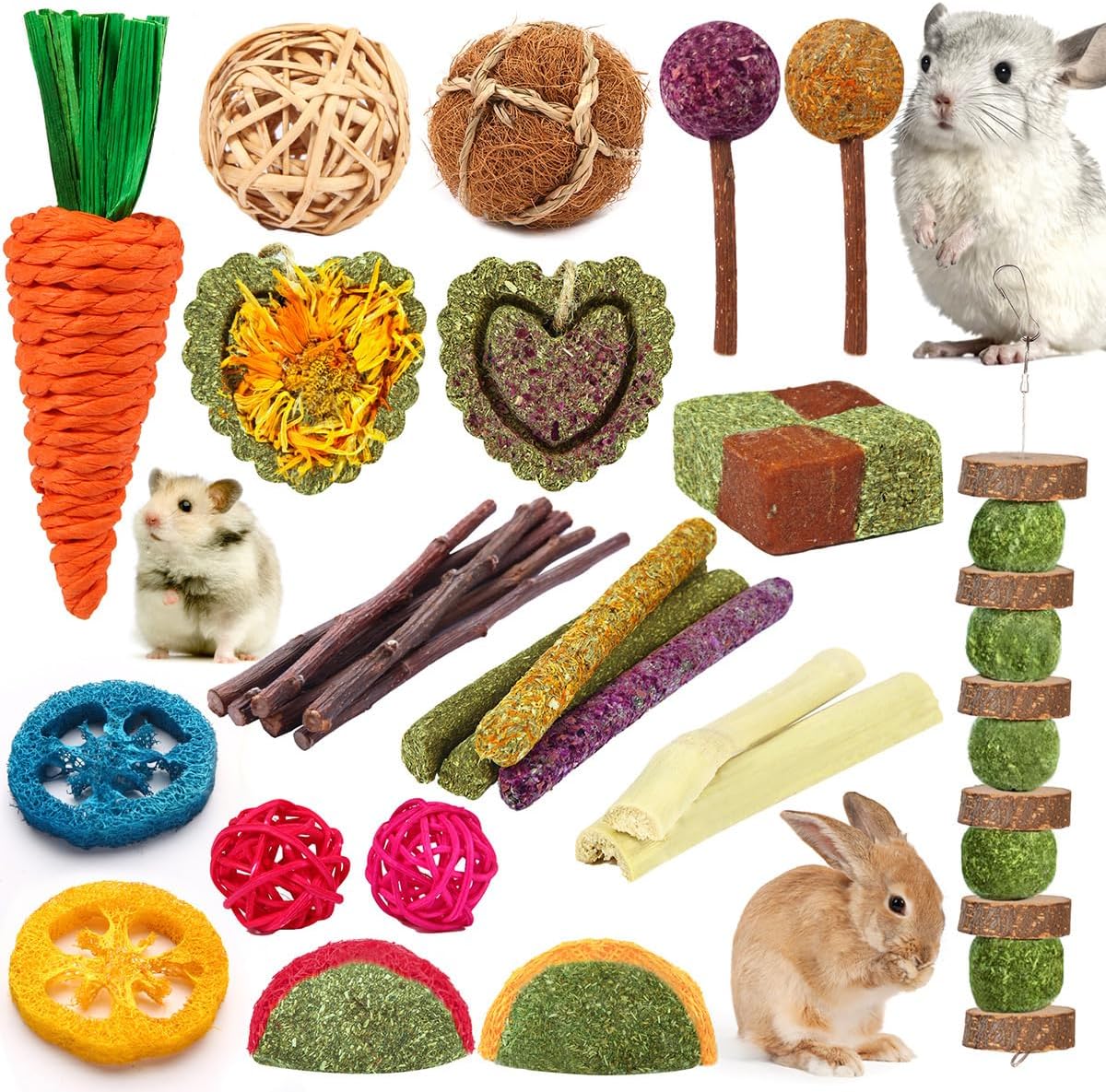 YIXUND Rabbit & Guinea Pig Toys - 27 Pcs