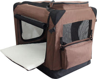 EliteField 3-Door Soft Dog Crate with Bed & Carrying Bag – Essentials for Dogs - Brown / 36.0"L x 24.0"W x 28.0"H - image 2
