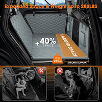 MIXJOY Back Seat Extender - Hard Bottom Dog Car Seat Cover, Waterproof & Foldable Dog Hammock for Car Travel, Grey