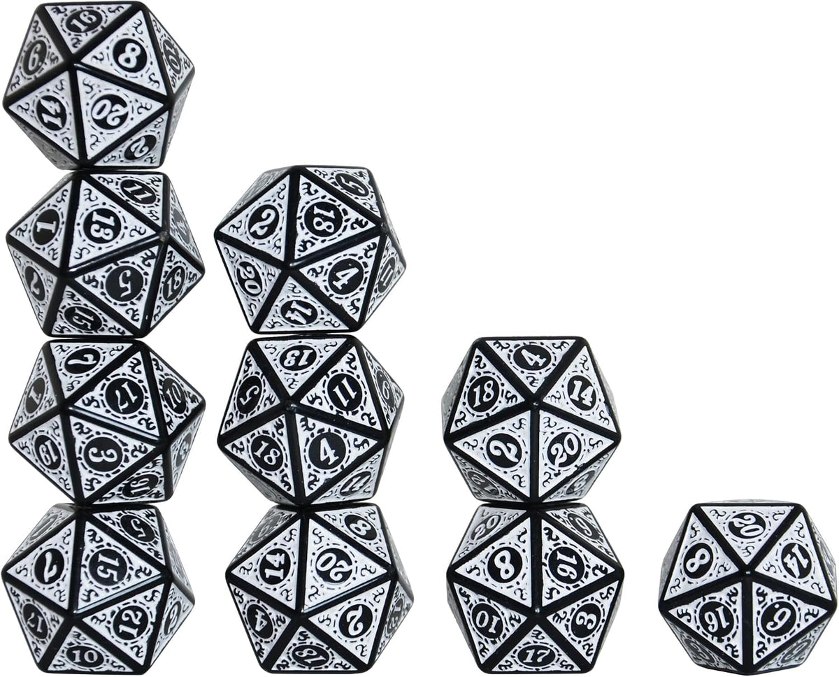 SmartDealsPro 10-Pack 20 Sided Dice D20 Polyhedral Dice for DND RPG - Retro White - image 4