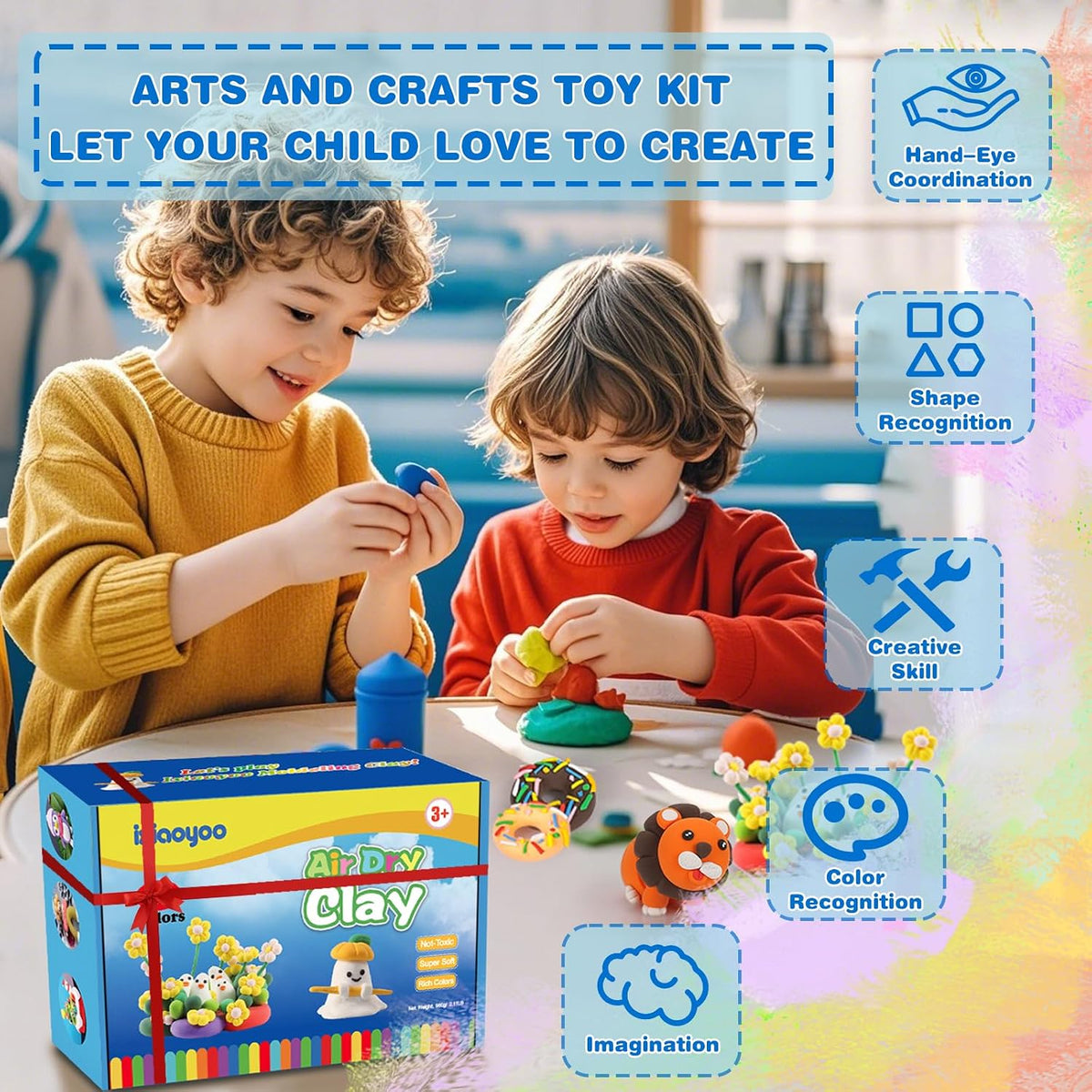 Ixiaoyoo Air Dry Clay, 30 Colors Foam Modeling Clay for School Projects – Fun for Kids & Family - 50 Colors - image 3