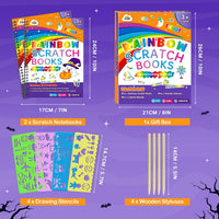 ZMLM Scratch Paper Art Craft: 2 Pack Rainbow Scratch Set for 3 4 5 6 - Halloween - image 4