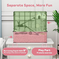 3-Tier Glass Hamster Tank, Large Hamster Cage Habitat with 11inch Big Running Wheel for Rat, Mouse, Gerbil, Syrian Hamster, 370 SQ INCHES