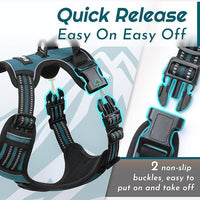 Eagloo Dog Harness for Large Dogs, No Pull Service Vest with Reflective Strips and Control Handle, Adjustable and Comfortable for Easy Walking, No Choke Pet Harness with 2 Metal Rings, Dark Green, L