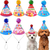 6PCS Dog Birthday Party Hats Felt for Small Medium Dogs Paw Bone – Essentials for Dogs - Birthday Hat / Small/Medium