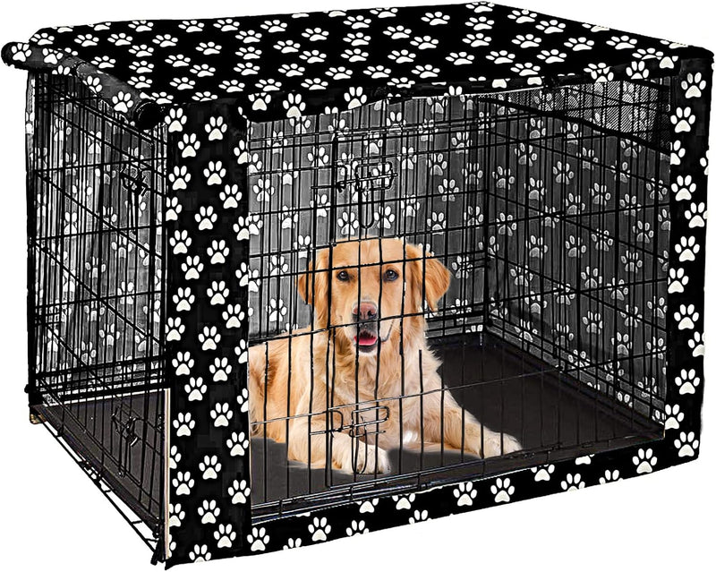 Pethiy Dog Crate Cover Durable Polyester Pet Kennel Cover Universal - 42.0"L x 27.0"W x 30.0"H / Black