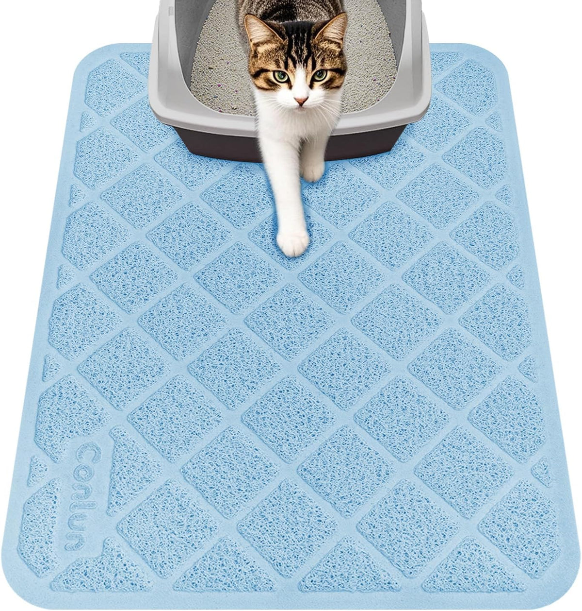Conlun Cat Litter Mat Litter Trapping Mat - Light Blue / Small (24" x 17")