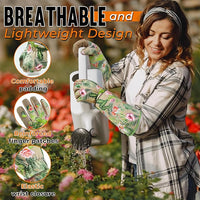 HANDLANDY Leather Gardening Gloves for Women, Thorn Proof Breathable Ladies Rose Pruning Garden Gauntlet Yard Gloves, Gift for Gardeners (Khaki, XL)