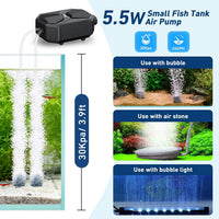 hygger Aquarium Air Pump, Ultra Quiet Oxygen Aerator with Air Stone Airline Tubing Check Valve - Large - image 3