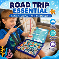 Travofun magnetic fishing game book open with ocean animal pieces and two wooden fishing rods - view 20