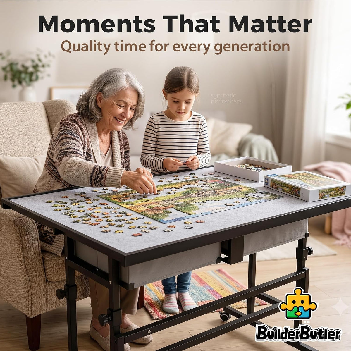 BuilderButler Puzzle Table 1500 Pieces with Wheels - Metal Frame / Medium - image 4