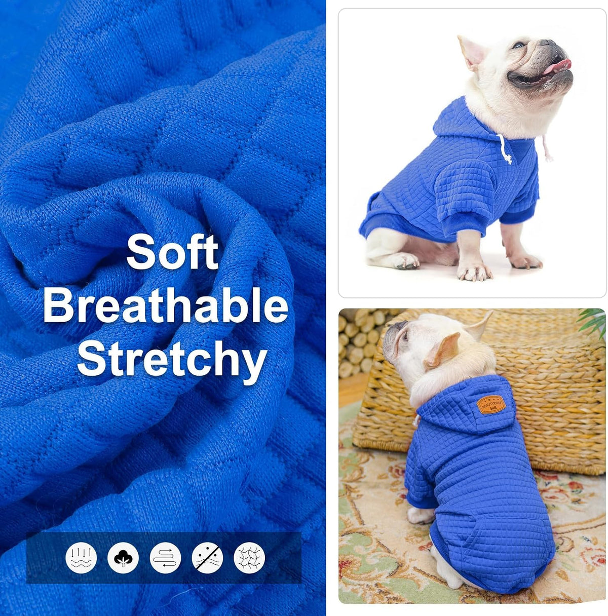 Small Dog Hoodie,Warm Winter Dog Sweater with Pocket & Leash Hole – Essentials for Dogs - Blue / M/L (Back: 18",Chest: 25", Neck: 15") - image 2