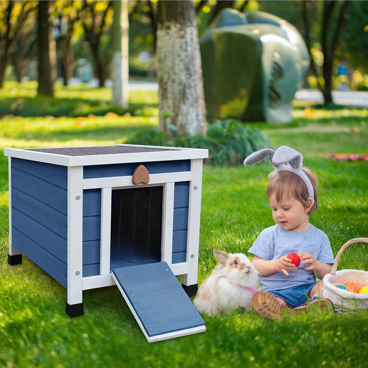 Cat House for Outdoor Cats - Blue - image 2