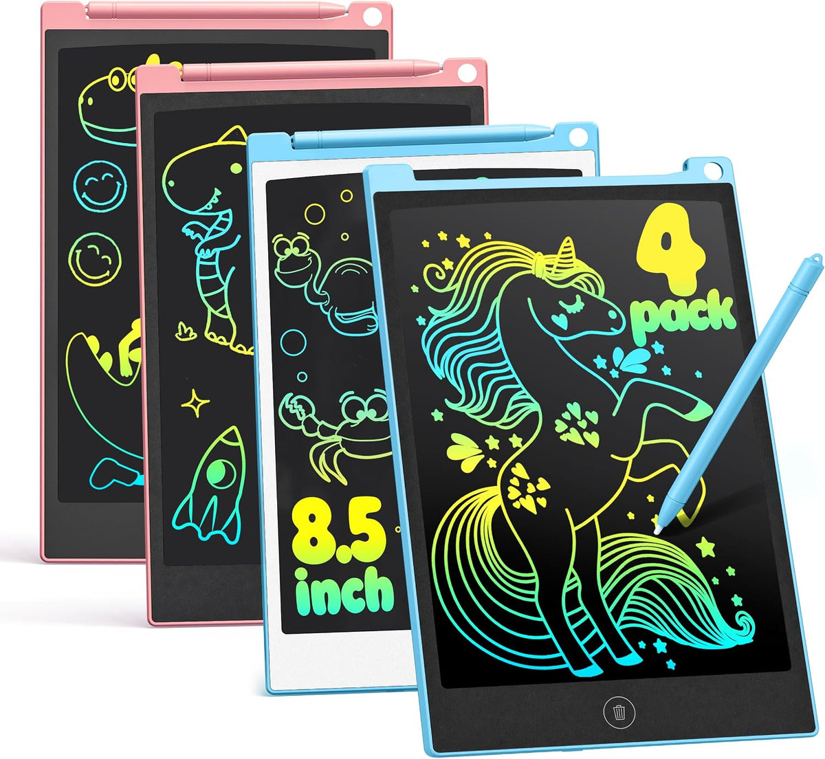 TECJOE 4 Pack LCD Writing Tablet for Kids - Blue Blue Pink Pink