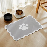 Scalloped Dog Feeding Mat, Beige White, 14" X 19” – Essentials for Dogs - Grey / 19"L x 14"W