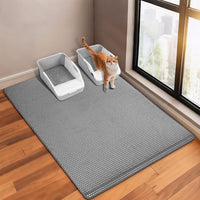 GRELY Cat Litter Mat,XL47''X 28'' Extra Large Litter Trapping Mat Kitty Rug – Daily Care for Cats - Grey / 2'4" x 3'11" (XL)