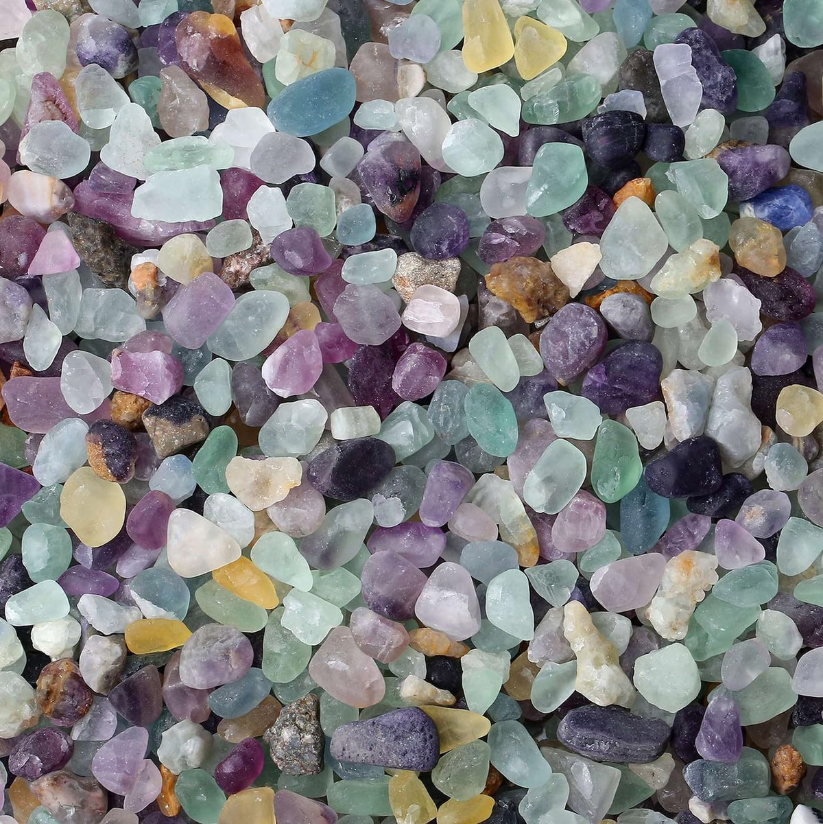 LAIDANLA Rose Quartz Crushed Stone Crystal Chips Bulk - Fluorite / 1Pound-（0.2"-0.28"）