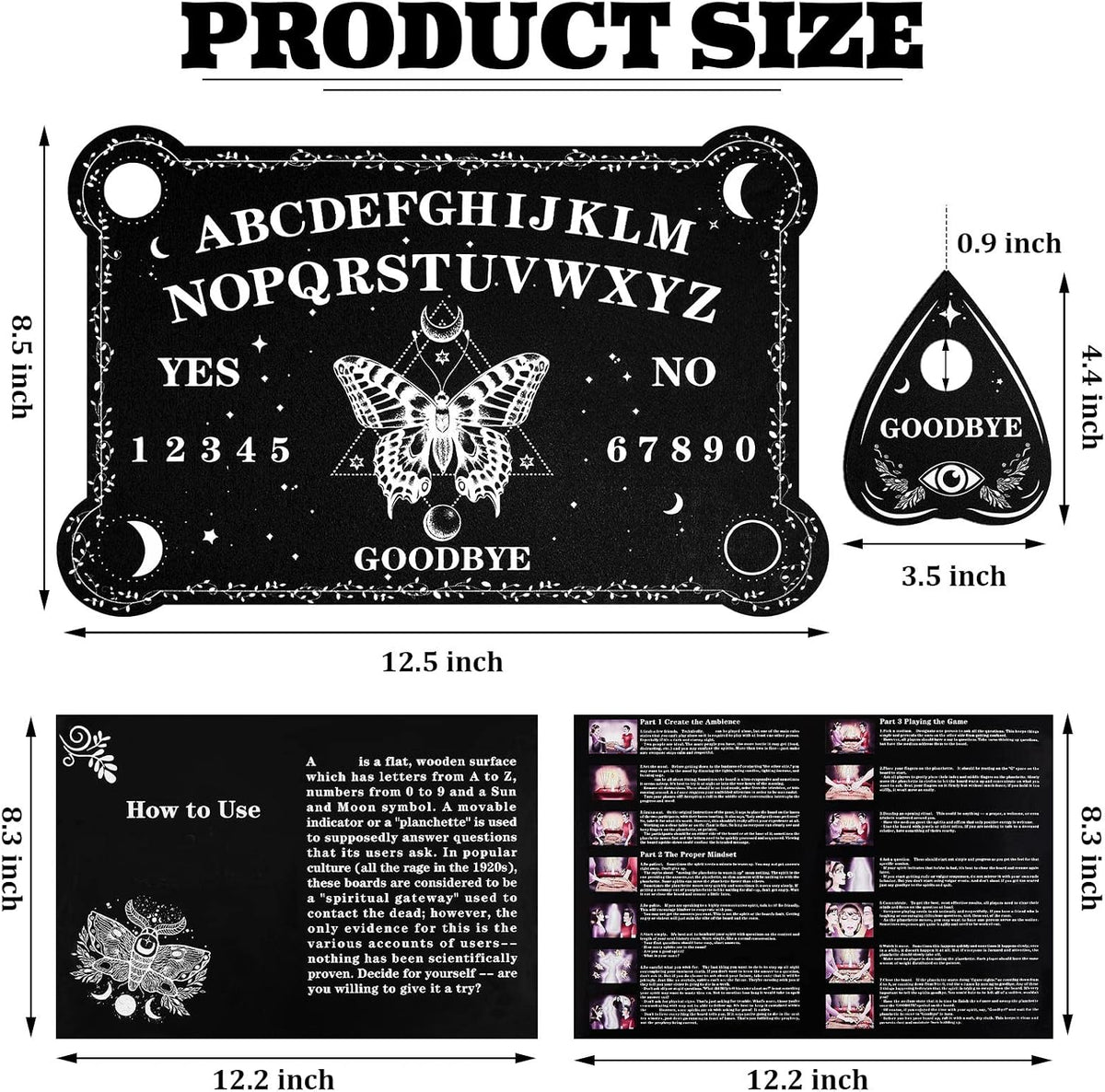 Threan Pendulum Board with Amethyst Pendulum Star Style Planchette Set – Fun for Kids & Family - Butterfly Style - image 2