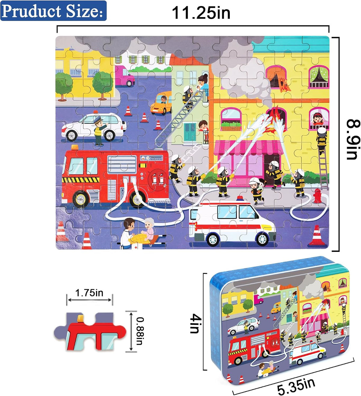 LELEMON Halloween jigsaw puzzle for kids with pumpkins and bats in tin box - view 24