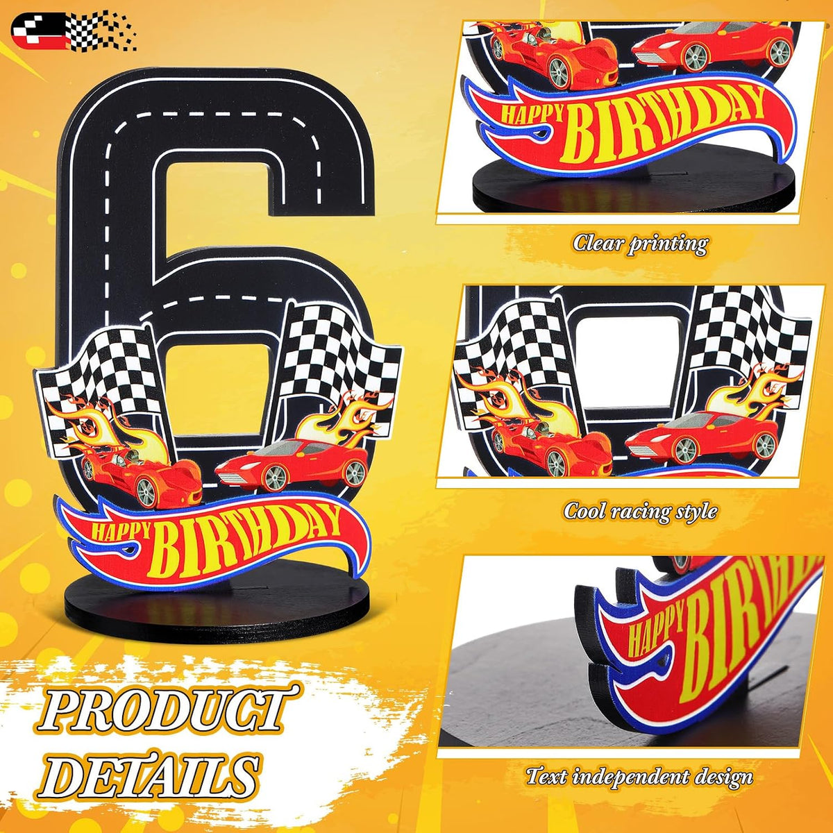 MiniInflat Race Car 5th Birthday Number Sign Centerpiece Race Car - 6th - image 3