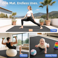 Extra Large Yoga Mat - 72"x35", 72"x48", 78"x57" - Wide TPE Exercise Mat for Home, Stretching, Couples & Family Workouts - 6-12mm Thick, Non-Slip & Waterproof - with Carry Bag and Straps