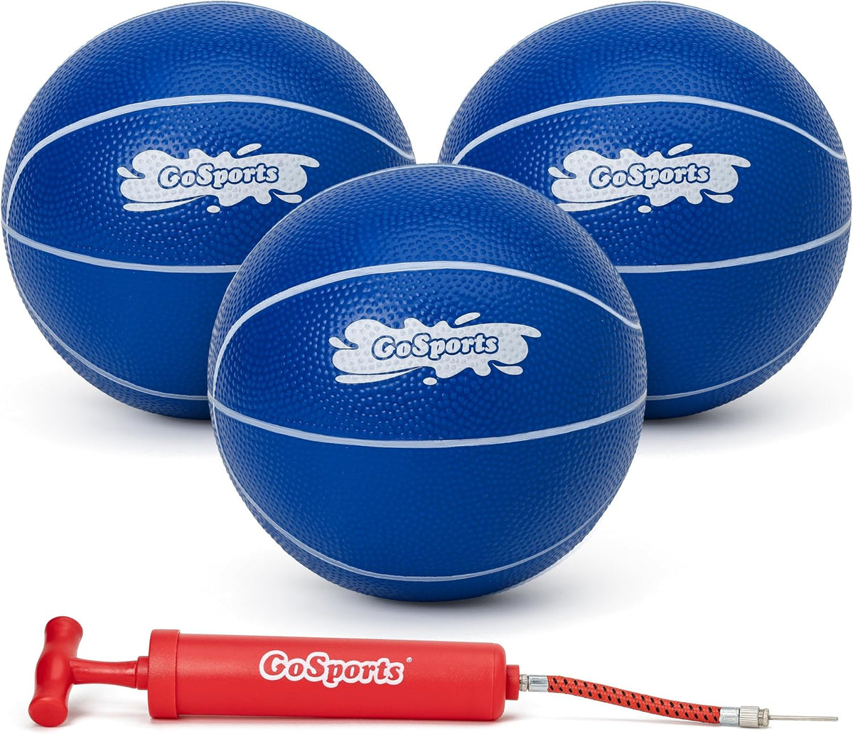 GoSports 6.5 inch inflatable pool basketballs, 3 pack with pump