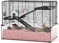 3-Tier Glass Hamster Tank, Large Hamster Cage Habitat with 11inch Big Running Wheel for Rat, Mouse, Gerbil, Syrian Hamster, 590 SQ INCHES