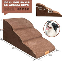 Topmart High Density Extended Foam Dog Ramp&Steps 3 Tiers,15.7" High,Non-Slip Dog Stairs with Waterproof Cover,Soft Foam Pet Ladder,Best for Injured,Older Cats,Pets with Joint Pain