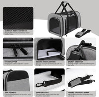 Cat Dog Carriers Soft-Sided - 17.0"L x 11.0"W x 11.0"H / grey&black - image 3