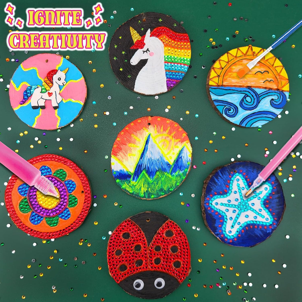 klmars Kids Wooden Painting Kit-Glow in The Dark-Arts & Crafts Gifts - image 2