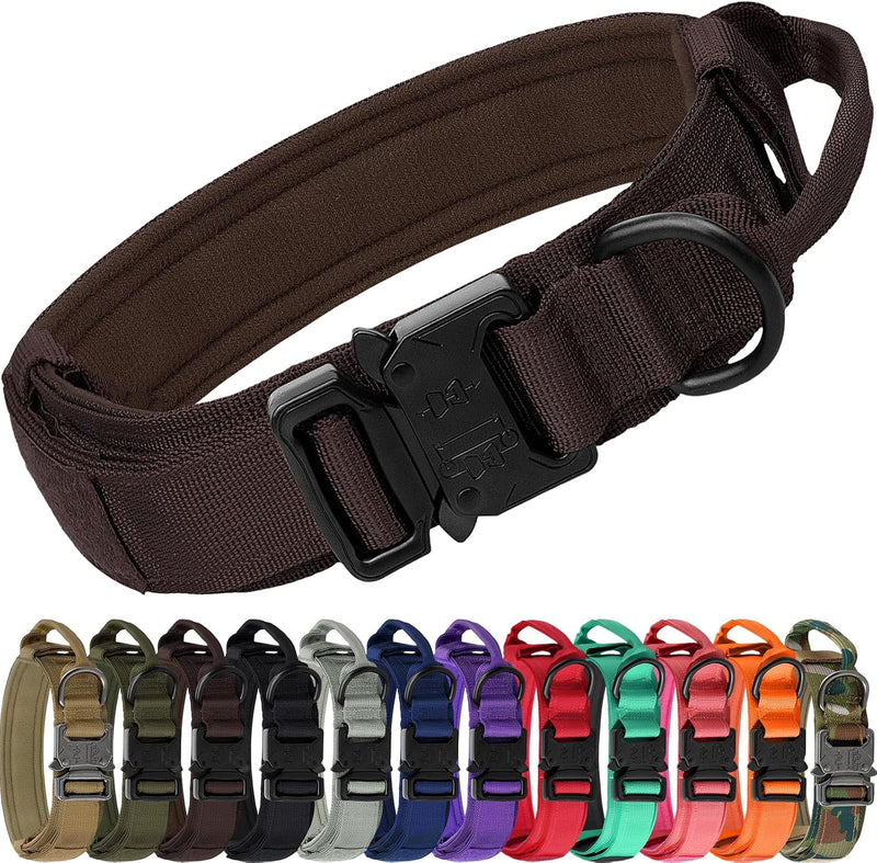 Joytale Tactical Dog Collar for Large Dogs - M / Brown