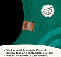 Cat Cave, New Zealand Wool Bed for Indoor Cats - Emerald / Medium - image 3