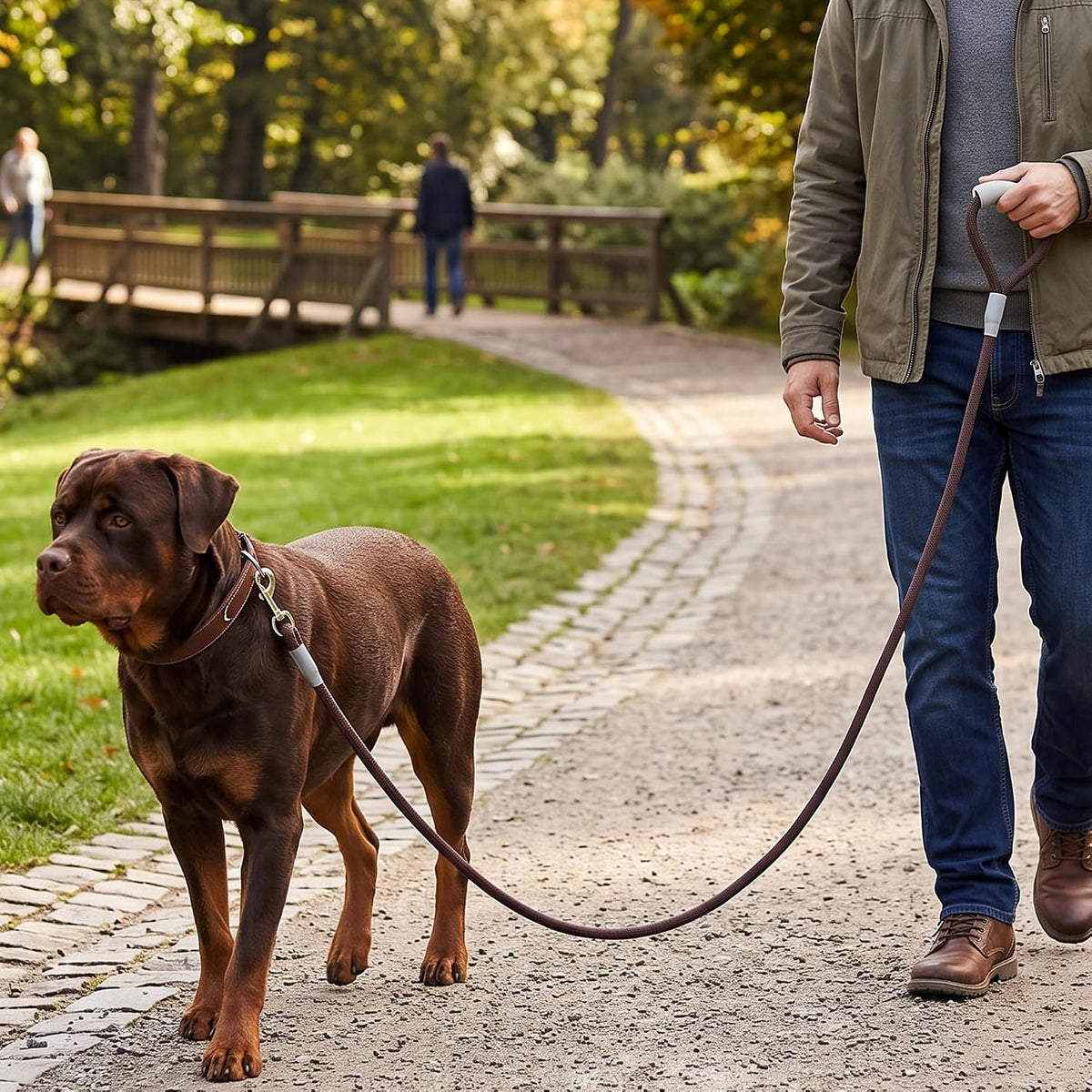 Mile High Life Dog Leash, with Padded Handle - Deep Brown / 4 Feet - image 2