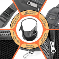 YUDODO Pet Sling Carrier for Small Dogs & Cats – Hands-Free Puppy Carrier with Safety Hook, Large Zipper Pocket, Soft Breathable Mesh, Adjustable Strap & Reflective Strip (Black 1.0 M)
