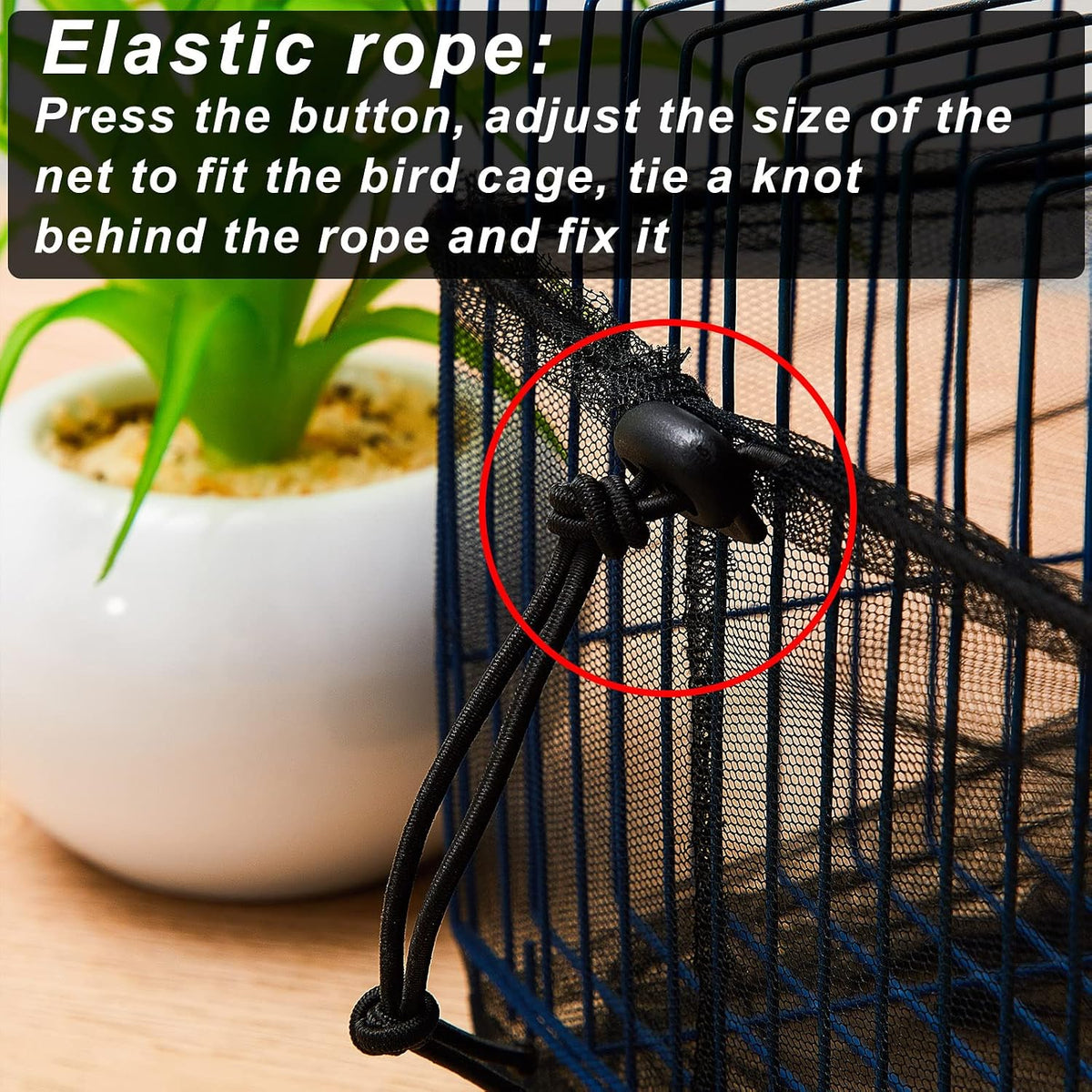 Bird Cage Net Cover Seed Catcher - Black / 59.8 x 39.4 Inch/ 152 x 100 cm - image 3