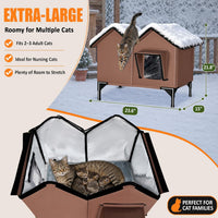 Outdoor Heated Cat House for Outside - Tan / L - image 4