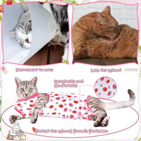 Nuanchu 3 Pieces Cat Recovery Suit Kitten Recovery Suit E-Collar Alternative for Cats and Dogs Abdominal Skin Anti Licking Pajama Clothes Sets(Strawberry Pattern,Large)