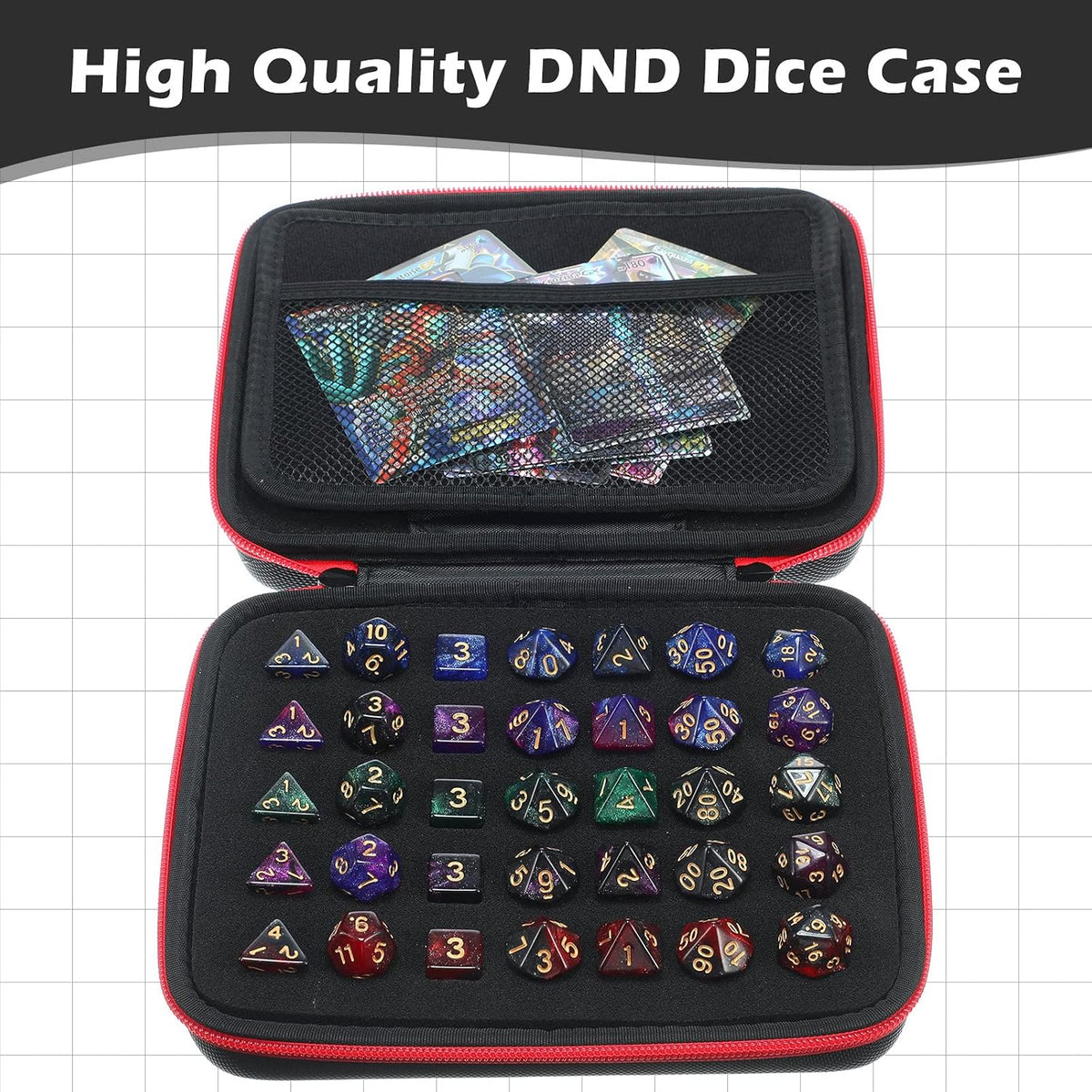 Aoriher 1 Pcs Dice Case with Removable Slotted Tray - Red - image 3