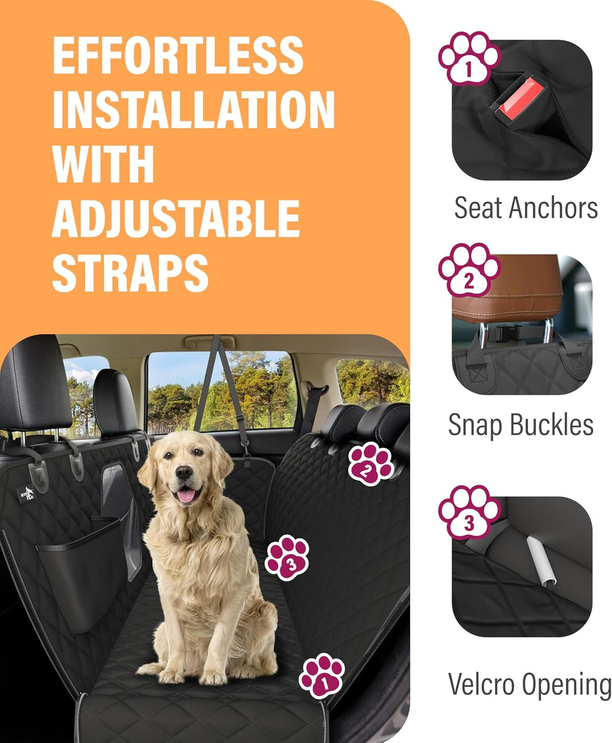 Dog Car Seat Cover for Back Seat - XL / Black - image 4