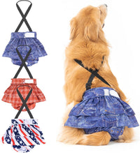 Avont 3 Pack Washable Female Dog Diaper with Suspender-Mixed Patern L – Essentials for Dogs - Mixed Pattern - Flag/Plaid/Jean / L