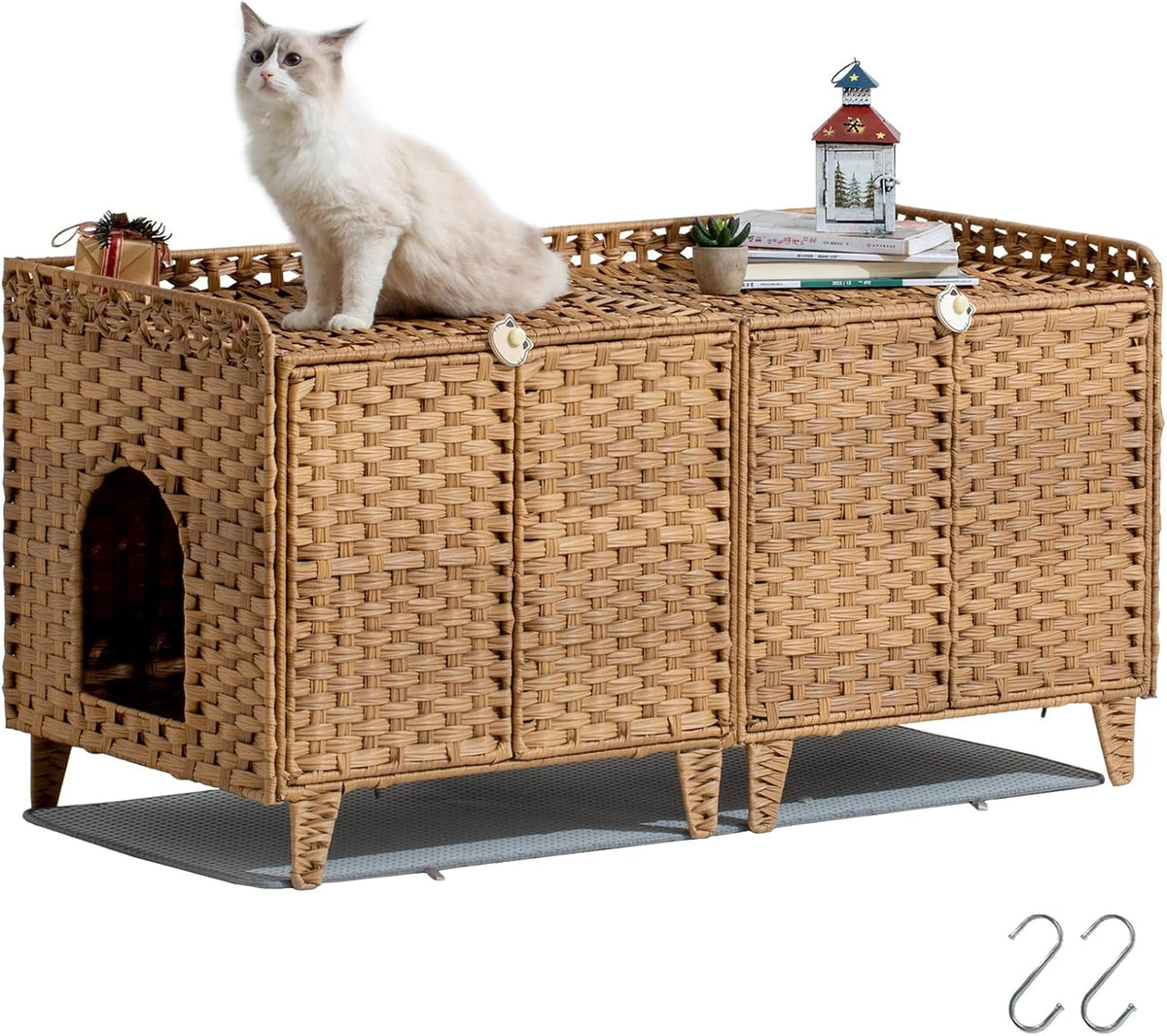 Cat Litter Box Enclosure Hidden Litter Box Furniture - Extra Large / Natural
