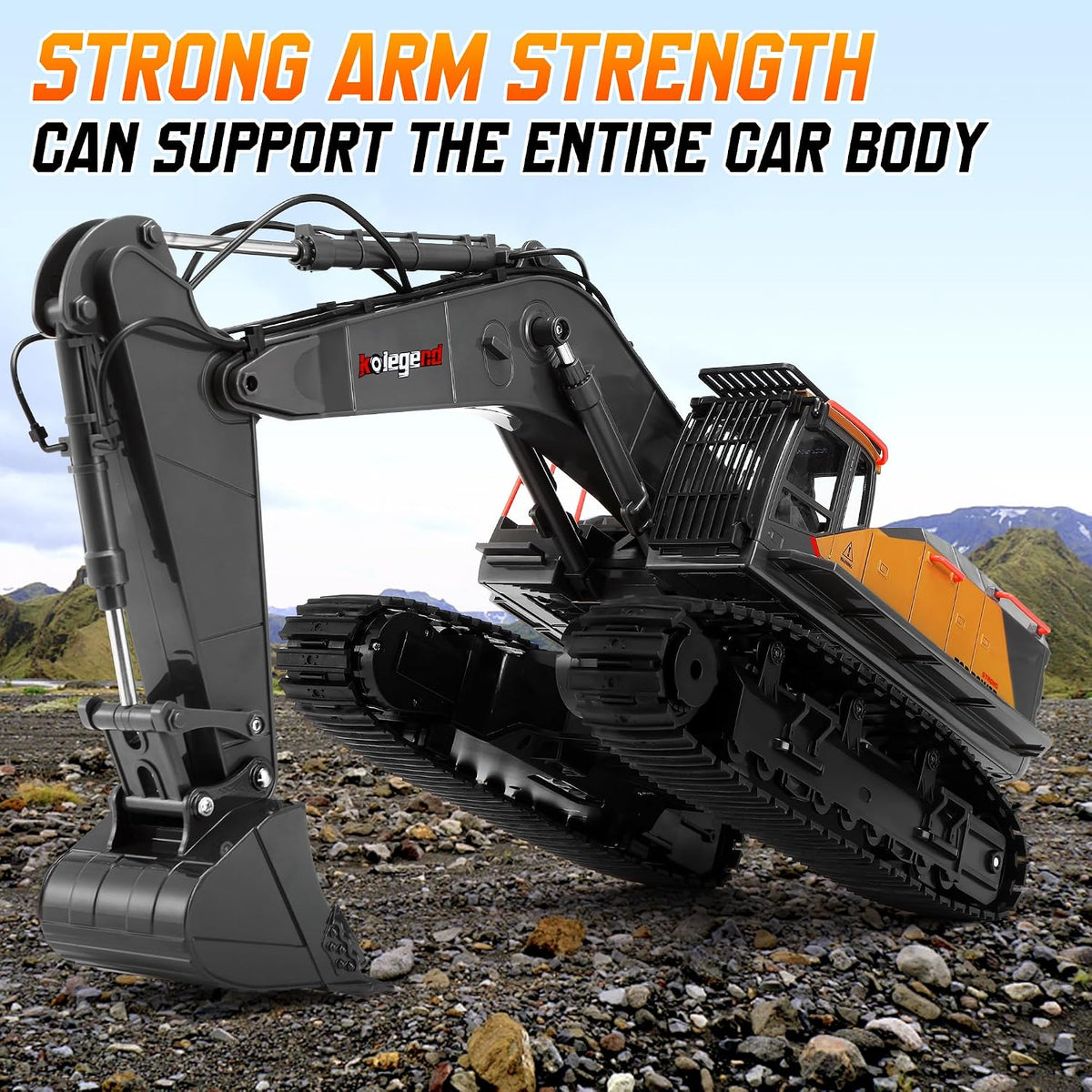 kolegend 1:14 RC Excavator 25 Channel 4 in 1 Construction Toys - Black - image 4