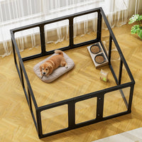 Jalove 12PCS Dog Playpen Clear Puppy Playpen Indoor - Black / 12 / 30inch