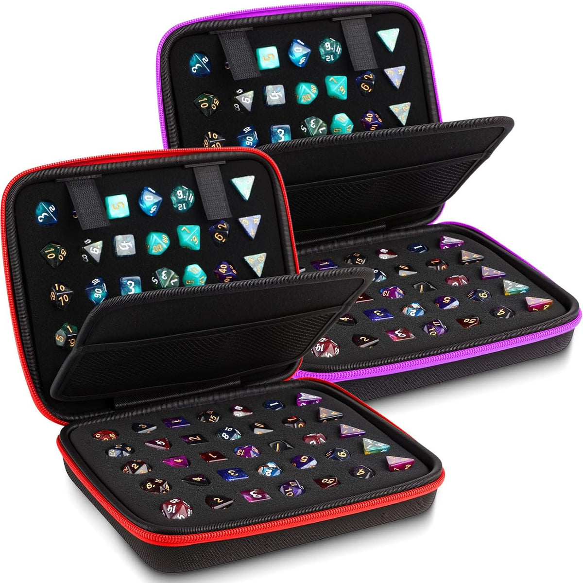 Aoriher 1 Pcs Dice Case with Removable Slotted Tray - Red,Purple