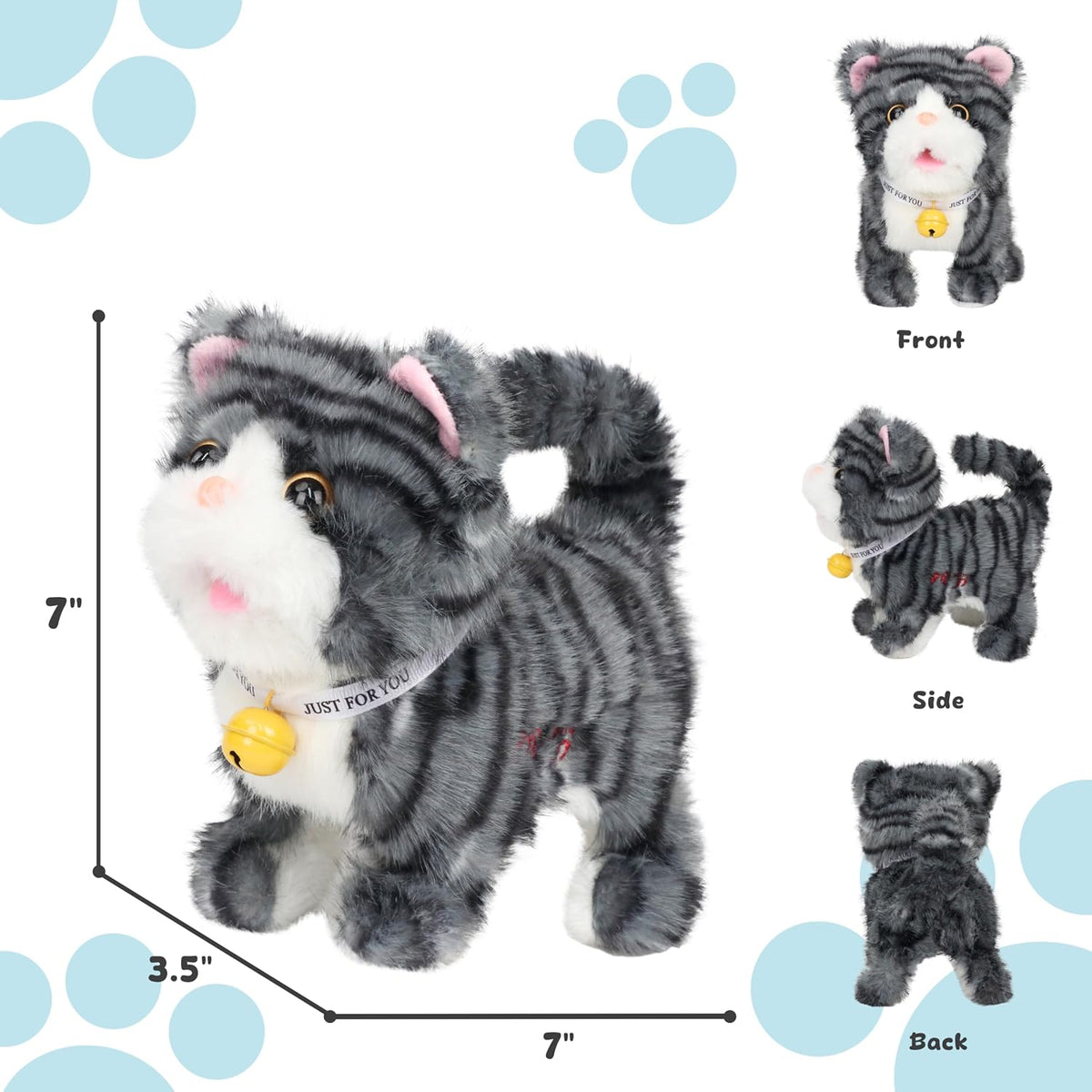 Easfan Walking Dog Toy for Kids Barking Interactive Puppy Stuffed - Tabby cat - image 4