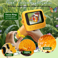 Odatay 1000X Digital Kids Microscope Kit with 12 Slides & 2" Screen - Orange - image 4