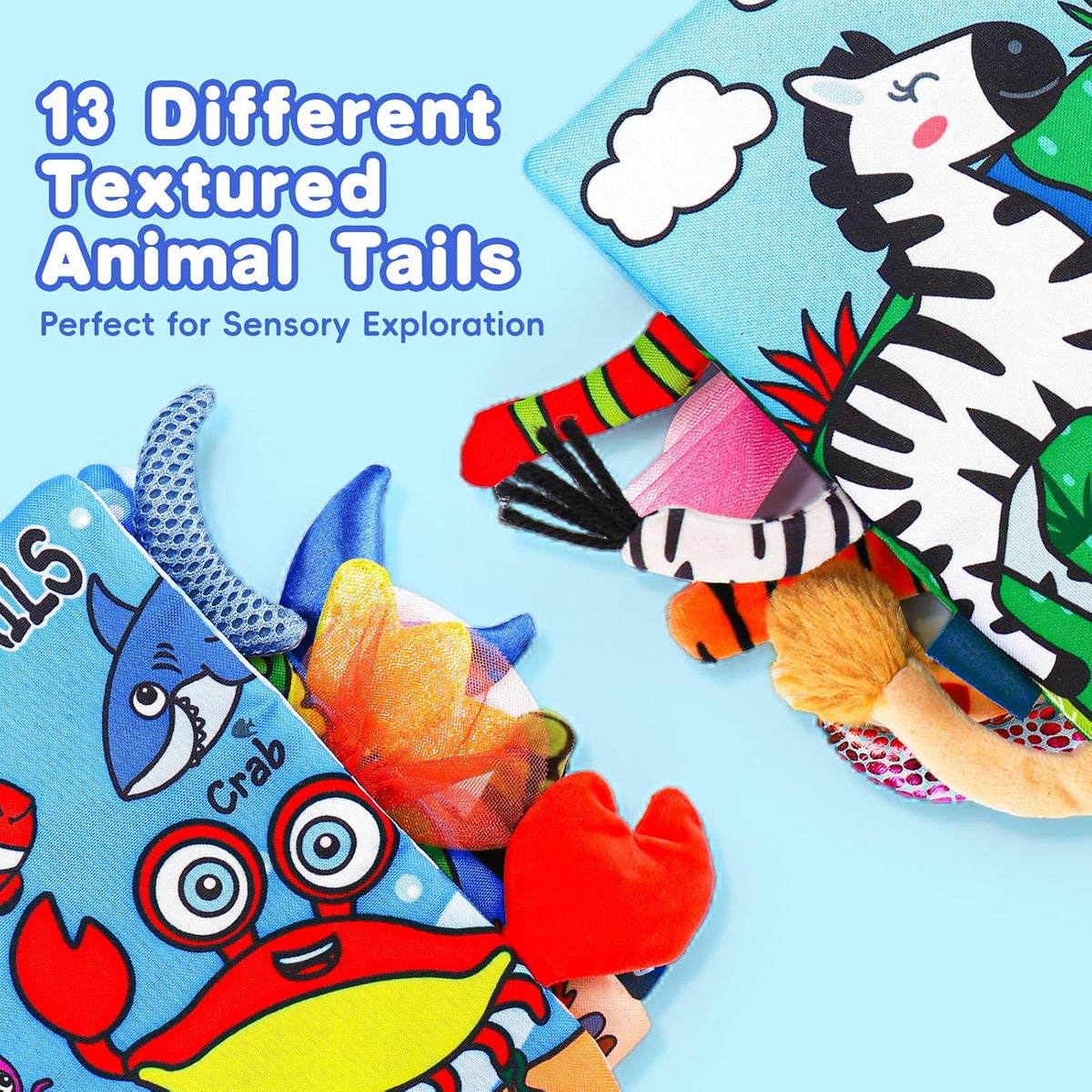 2PCS Baby Books Toys 0-6 Months Infant Tummy Time Sensory Travel Toys – Fun for Kids & Family - Marine & Jungly Animals - image 3